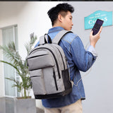 Men Backpack Teenage Boys High School Bags Oxford Gray Multiple Pockets USB Charging Back Pack Male