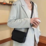 Women Shoulder Crossbody Bag Small Square Leather Messenger Handbag Solid Color Flap Pocket Daily Purse for Lady Satchel