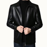 2022 New Autumn Winter Men Leather Jacket Stand Collar Plus Velvet Thick Warm Leather Jacket Men Social Mens Jackets
