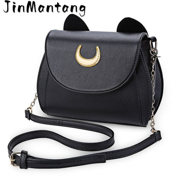 2023 New Sailor Moon Ladies Handbag Black Luna Cat Shape Chain Shoulder Bag PU Leather Women Messenger Crossbody Small Bag