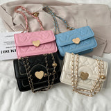 New Arrivals Chain Shoulder Bag Fashion Heart Pattern Crossbody Bags For Women Flap Solid Pu Leather Lady Handbags