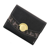 Women Wallet Leopard Print Round Magnetic Buckle Purse Hand Holding 3 Slot Credit Card Holder  New