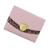 Women Wallet Leopard Print Round Magnetic Buckle Purse Hand Holding 3 Slot Credit Card Holder  New