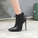 Brand New Glamour Gray Black Women Ankle Nude Formal  Boots Sexy High Heels Office Lady Shoes S273 Plus Big Size 10 46 48
