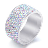 Wholesale 316L Stainless Steel Crystal Pave Rings for birthday gift Fashion Jewelry Women Accessories Ring Drop Shipping