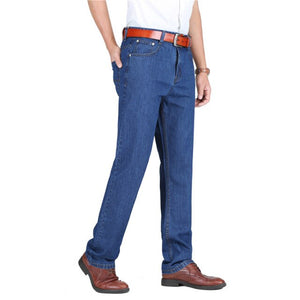 2019 New 100% Cotton Summer Thin Cool Men Jeans Baggy Blue Trousers Cotton Casual Male High Waist Washed Denim Pants