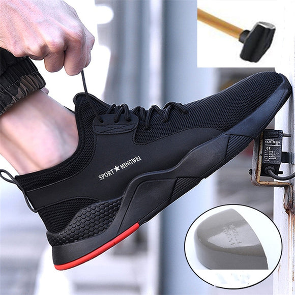 Men's Work Safety Shoes Steel Toe Cap Fashion Outdoor Sneakers Sports Shoes Male Lightweight Breathable Summer Men Shoes