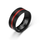 8MM wide Never Fade tungsten steel rings With single groove red Men's Engagement Wedding Band ring
