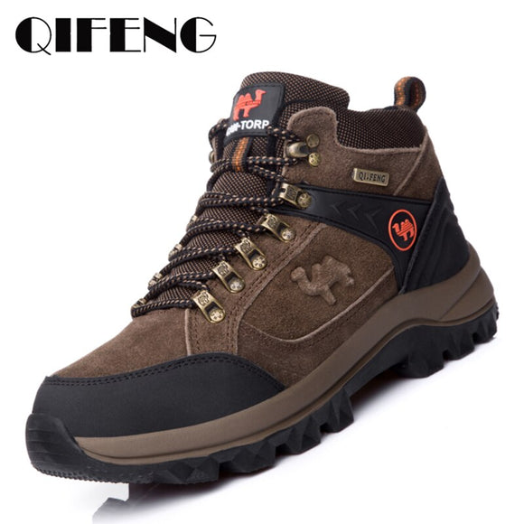 Popular Men Winter Boots Genuine Leather Sneakers For Man Fur Plush Snow Shoes Warm Outdoor Ankle Boots Classic Hiking Footwear