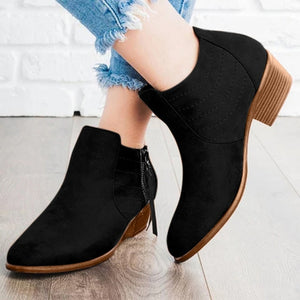 SAGACE Boots Womens sexy ankle boots for women Boot Round Toe Faux Stacked Low Heel Side Zipper Shoes female Winter Booties 2019