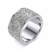 ZORCVENS New Brand Fashion Full Clear Crystal Jewelry Fashion 316L Stainless Steel Engagement Wedding Rings for Women
