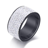 ZORCVENS New Brand Fashion Full Clear Crystal Jewelry Fashion 316L Stainless Steel Engagement Wedding Rings for Women
