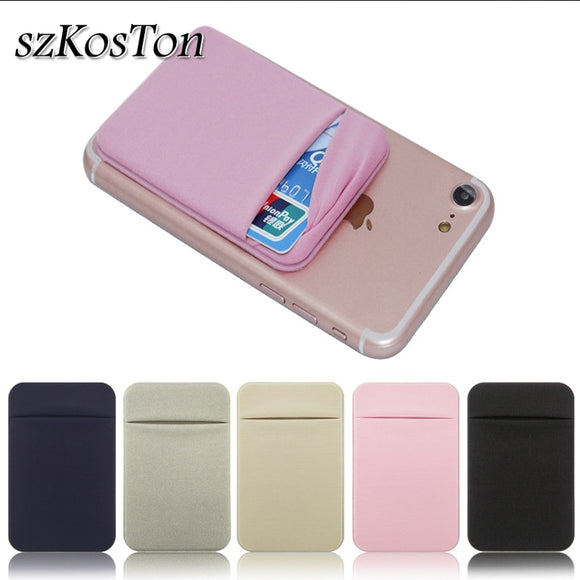 Elastic Stretch Lycra Adhesive Cell Phone ID Credit Card Holder Women Men Sticker Pocket Wallet Case Card Holder Fit most Phone