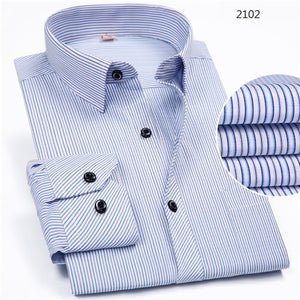 New 8xl Plus Size Large Men Long sleeve Non-Iron dress shirt  male social  striped shirts Easy Care oversized Shirt