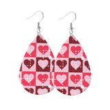 New Cute Heart Print PU Leather Drop Earrings Dangle Drop Earrings Valentine's Day Gift  Love Fashion Jewelry Wholesale Party