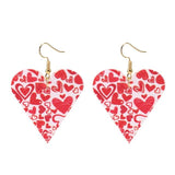 New Cute Heart Print PU Leather Drop Earrings Dangle Drop Earrings Valentine's Day Gift  Love Fashion Jewelry Wholesale Party