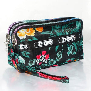 Fashion Women Wallet Canvas Fabric Zipper Lady Purses Moneybags Floral Dot Coin Purse Clutch Wristlet Handbag Girl Wallets Burse
