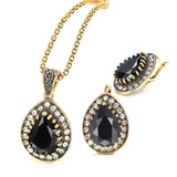 Kinel Black Stone Woman Jewelry Set Fashion Dubai Gold Drop Earrings Necklace Vintage Wedding Jewelry Wholesale