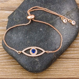 Luxury  Classic Evil Eye Charm Bracelet for Women Shiny Princess Cut Cubic Zircon CZ Adjustable Bangles Copper Jewelry Gift