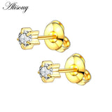 2pcs Steel Earring Studs Ear Piercing Gun Birthstone Gem Ear Stud Earrings Gold/Silver color Studs Tragus Cartilage Body Jewelry