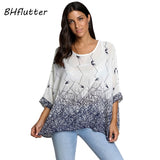 BHflutter 4XL 5XL 6XL Plus Size Women Clothing 2018 New Chiffon Blouse Shirt Batwing Sleeve Letters Print Summer Tops Blouses