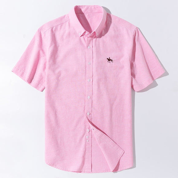Summer Short Sleeve Turndown Collar Regular Fit New Oxford Fabric 100% Cotton Excellent Comfortable  Business Men Casual Shirts
