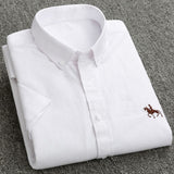 Summer Short Sleeve Turndown Collar Regular Fit New Oxford Fabric 100% Cotton Excellent Comfortable  Business Men Casual Shirts