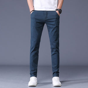 Classic Men's Khaki Casual Pants 2019 New Business Fashion Slim Fit Cotton Stretch Trousers Male Brand Clothing
