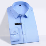 High Quality Classic Style Bamboo Fiber Men Dress Shirt Solid Color Men's Social Shirts Office Wear Easy Care(Regular Fit)