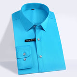 High Quality Classic Style Bamboo Fiber Men Dress Shirt Solid Color Men's Social Shirts Office Wear Easy Care(Regular Fit)