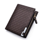 Fashion Short Men Leather Wallet With Coin Pocket Zipper Billfold Tri Fold Purse For Man Credit Card Holder Male Money Bag