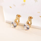 JIOFREE Round Cubic Zirconia Clip Earrings for women Fashion 3 color Crystal Jewelry Earrings Female Wedding Party Gift