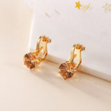 JIOFREE Round Cubic Zirconia Clip Earrings for women Fashion 3 color Crystal Jewelry Earrings Female Wedding Party Gift