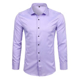 Purple Men's Bamboo Fiber Dress Shirt 2018 Brand New Slim Fit Long Sleeve Chemise Homme Non Iron Easy Care Formal Shirt For Men