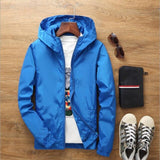 S-7XL Jackets Spring Autumn Fashion Hooded Solid Windbreaker Jacket Zipper Pockets Casual Long Sleeves Coats Plus Size Outwear
