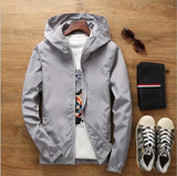 S-7XL Jackets Spring Autumn Fashion Hooded Solid Windbreaker Jacket Zipper Pockets Casual Long Sleeves Coats Plus Size Outwear