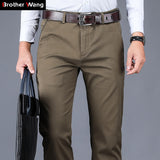 4 Colors 98% Cotton Casual Pants Men 2020 New Classic Style Straight Loose High Waist Elastic Trousers Male Brand Clothes