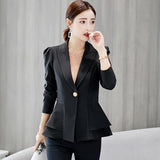 Samgpilee Stylish Women Cotton Blend Slim Business Blazers Work Wear Comfortable Suit Outwear New 2020 Autumn Spring