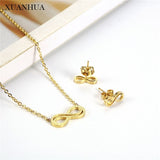 XUANHUA Stainless Steel Jewelry Set Woman Vogue 2019 Endless Necklace Earrings Set Wholesale Lots Bulk Jewelry Accessories