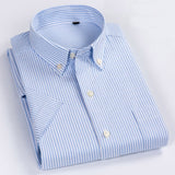 MACROSEA Men's Casual Striped Shirt Men's Summer Style Social Plaid Shirts High Quality 100% Cotton Short Sleeve Mens Shirts