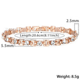 8 Color Cubic Zircon Bracelets For Women 585 Rose Gold Square Link Wristband Girlfriend Wife Gifts Women's Jewelry 20.6cm GBM101