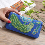 Ethnic Embroidery Peacock Wallet Women Zipper Clutch Purse Phone Case Handbag Coin Pocket Credit Bank ID Card Holders Bag XB223