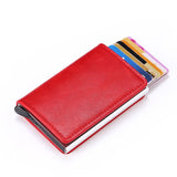 2020 Credit Card Holder Men And Women Metal RFID Card Holder Vintage Aluminium Box Crazy Horse PU Leather Fashion Card Wallet