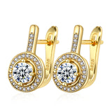 Kinel Simple Round CZ Zircon Stud Earrings For Women Fashion Silver Color Bridal Wedding Earrings OL Crystal Jewelry Gifts