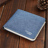 New Brand Short Designer Man Canvas With Leather Wallet With Coin Pocket Boys Card Holder Thin Purse For Men