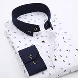 Patchwork Collar floral men's casual shirt Fashion long sleeve Print slim fit soft pocket 4xl male dress shirt