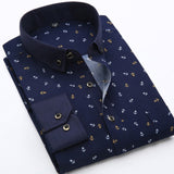 Patchwork Collar floral men's casual shirt Fashion long sleeve Print slim fit soft pocket 4xl male dress shirt