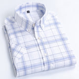 MACROSEA Men's Casual Shirts Leisure Design Plaid High Quality Men's Social Shirts 100% Cotton Short Sleeve Men's Shirts BLN