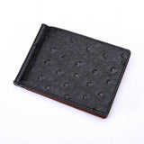 Slim Ostrich Pattern Leather Men&#39;s Money Clip Wallet With 4 Card Slots Cash Holder Metal Clamp Small Purse For Man