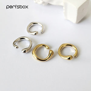 Peri'sBox Solid Gold Earrings without Piercing Geometric Round Ear Cuff Minimalist Cartilage Earrings for Women Simple Jewelry